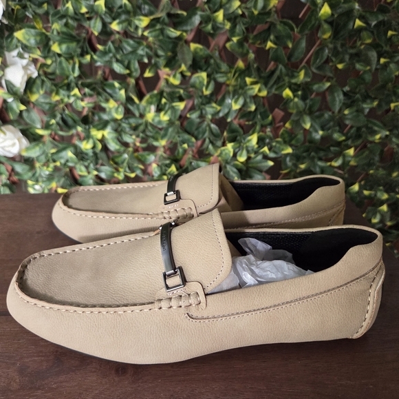 Calvin Klein Other - Calvin Klein Otilis Casual Slip-on Loafers Taupe Metal Bit Men Sz 10 EU 43 NWOB
